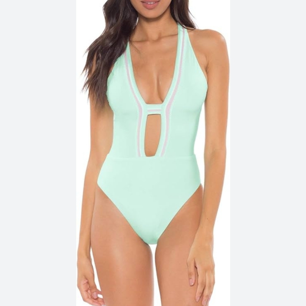 Soluna Swim Mint Green One Piece Swimsuit Size L for Women Summer Vacation Pool‎